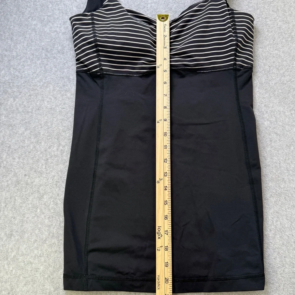 Lululemon Power Y Tank Dress Size 8 Black Stripe Built‎ In Bra Athletic